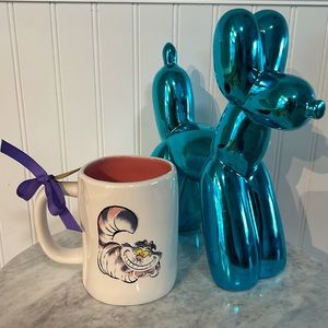 Rae Dunn Cheshire Cat Alice in wonderland coffee mug - HOW CURIOUS